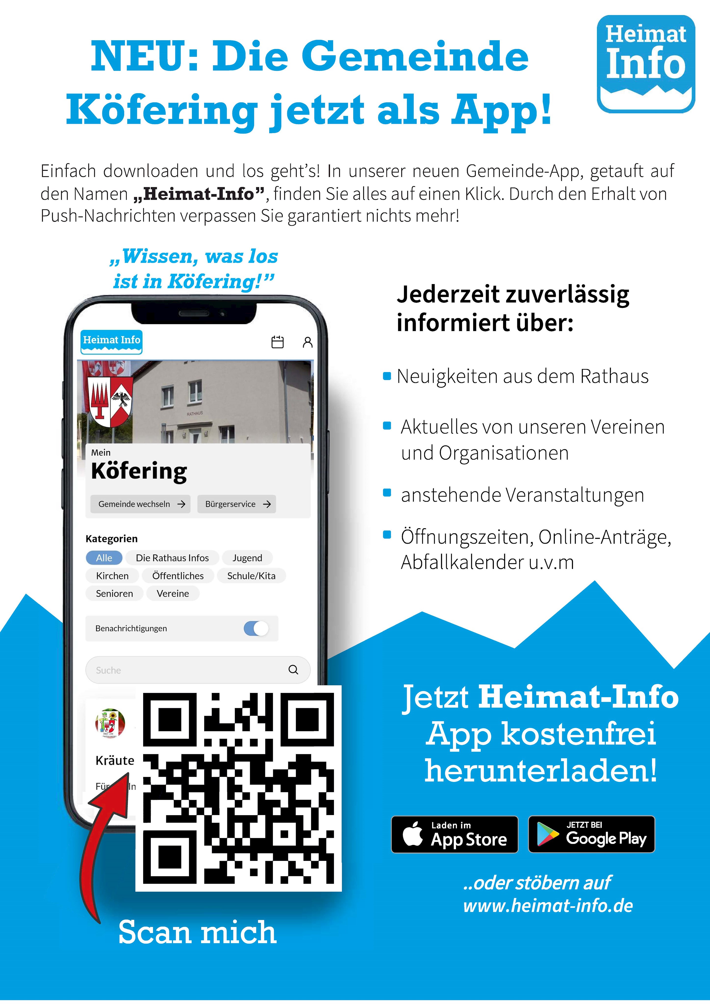 Neu: Die Gemeinde Köfering jetzt als App! „Wissen, was los ist in Köfering!“